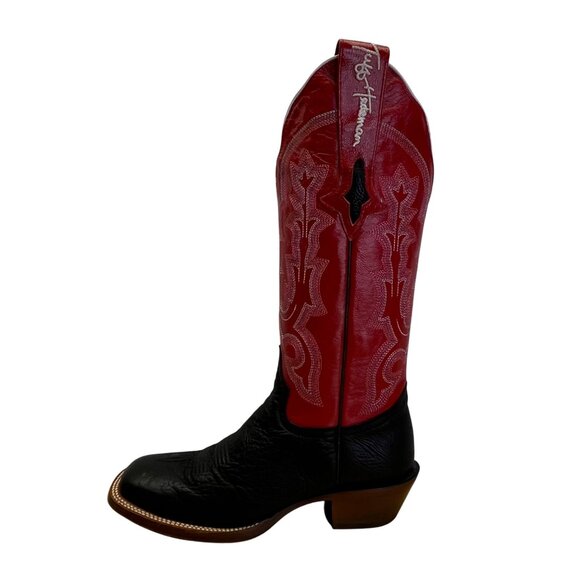 Resistol Ranch Red & Black Leather Tuff Hedeman Handcrafted Western Boots Sz 7B - Picture 3 of 10